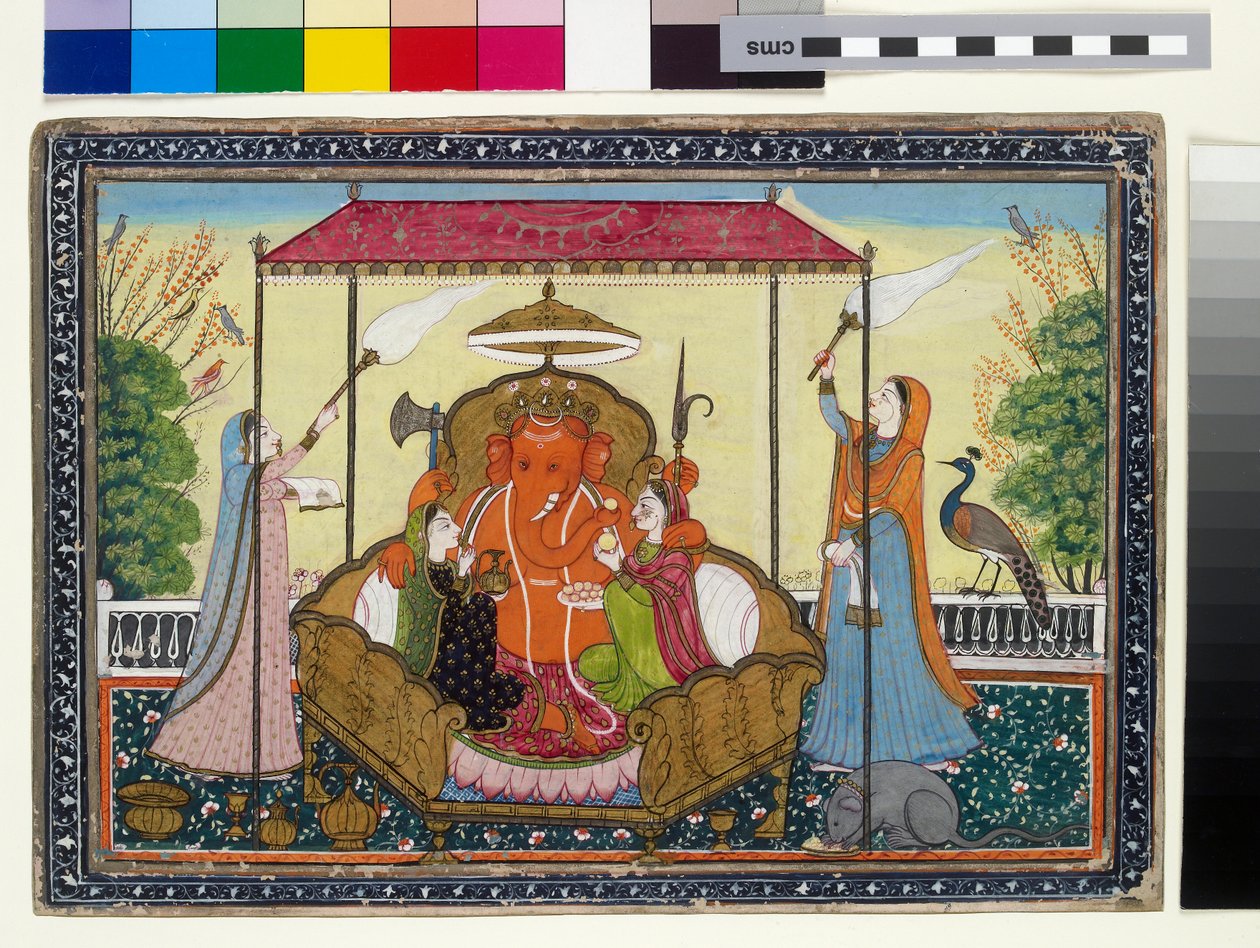 Ganesha med sine koner og ledsagere av Indian School