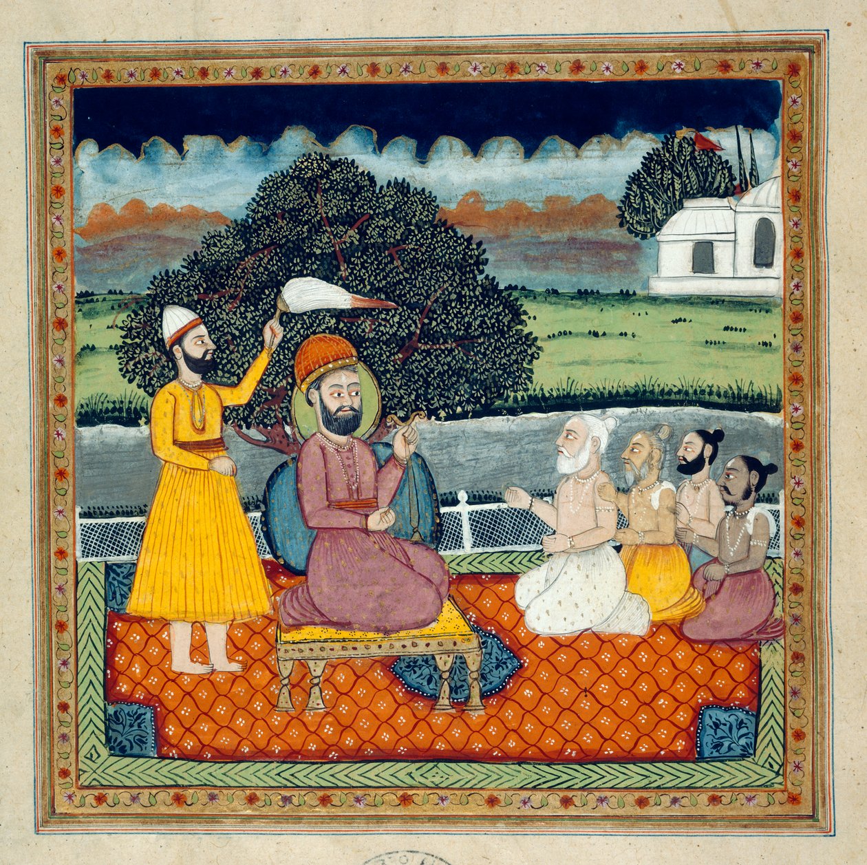 Guru Nanak, grunnleggeren av sikh-religionen, i strid med hinduistiske hellige av Indian School