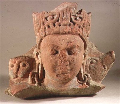 Leder for Vaikuntha Vishnu, Mathura, Utter Pradesh (rød sandstein) av Indian School