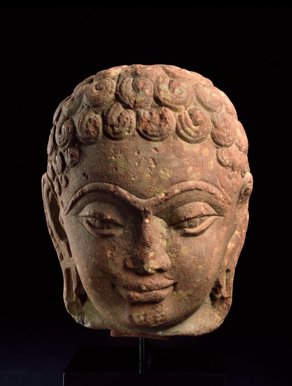 Leder for en Jain Tirthankara, Mathura-regionen, Kushan-perioden, 3.-4. århundre e.Kr. (sandstein) av Indian School