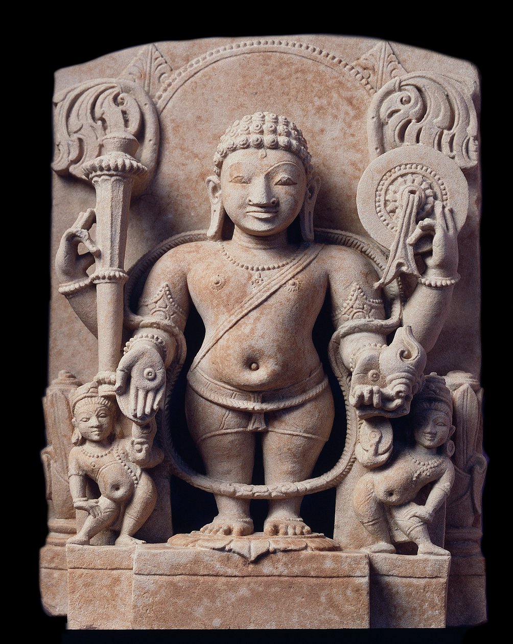 Hinduisme: "" representasjon av Vishnu"" (Vishnu) - Skulptur av gres (sandsteinsskulptur), Mathura School, Kouchan Empire av Indian School