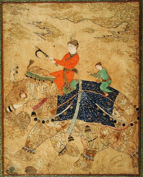 I. 11.37r En prins rir på en elefant, ca. 1600 (vellum) av Indian School