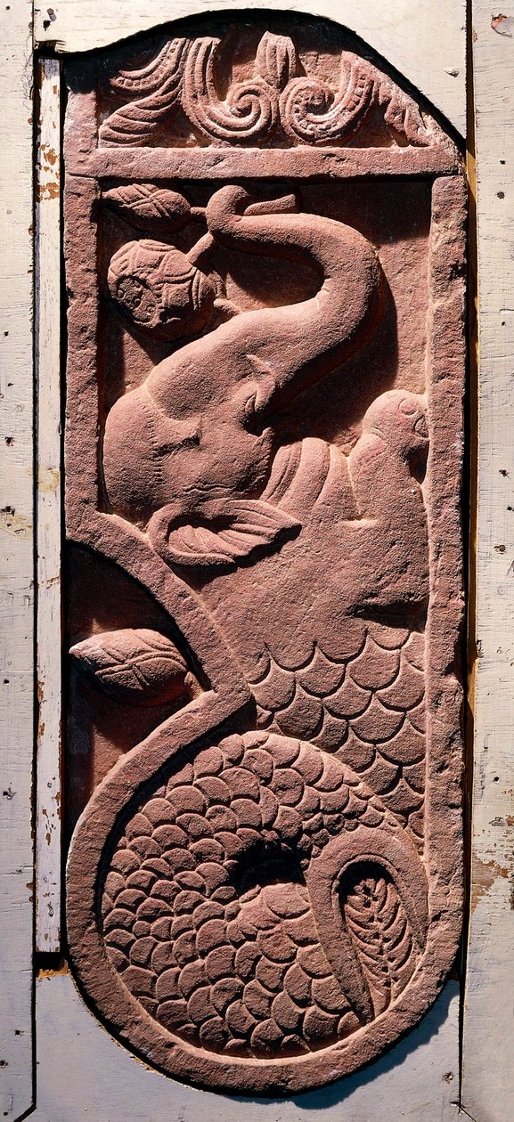 Indisk kunst: "" A Fish Tail Elephant"" Periode Kouchane (Kushan eller Kouchan) Fra Sonkh, Mathura. 1. århundre e.Kr. Mathura, arkeologisk museum av Indian School