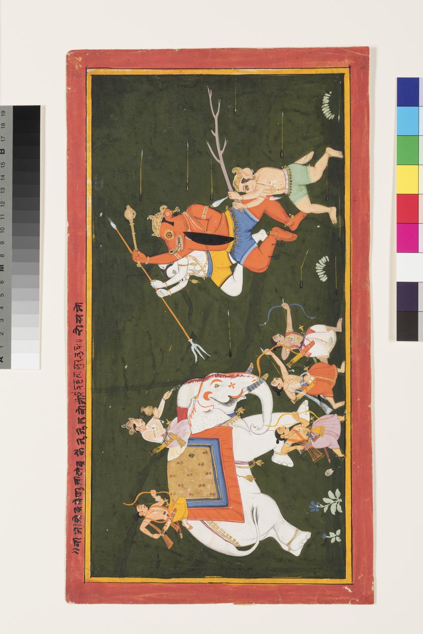 Indra kjemper mot demonen Vritrasura, 1680-1700 av Indian School