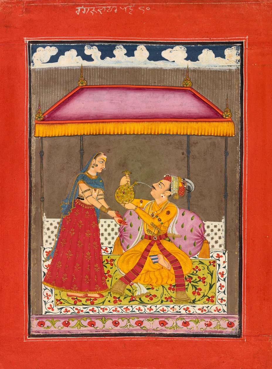 Jalandhara Rajputra, Fra en Ragamala, S.1740-50 av Indian School