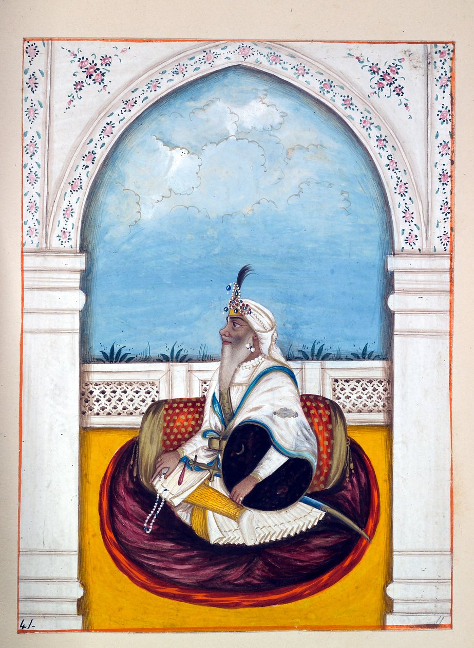 Jemadar Khushyal Singh, fra The Kingdom of the Punjab, its Rulers and Chiefs, bind II, et bind på 30 akvarellstudier av en uidentifisert indisk kunstner, ca. 1840 (wc på papir) av Indian School