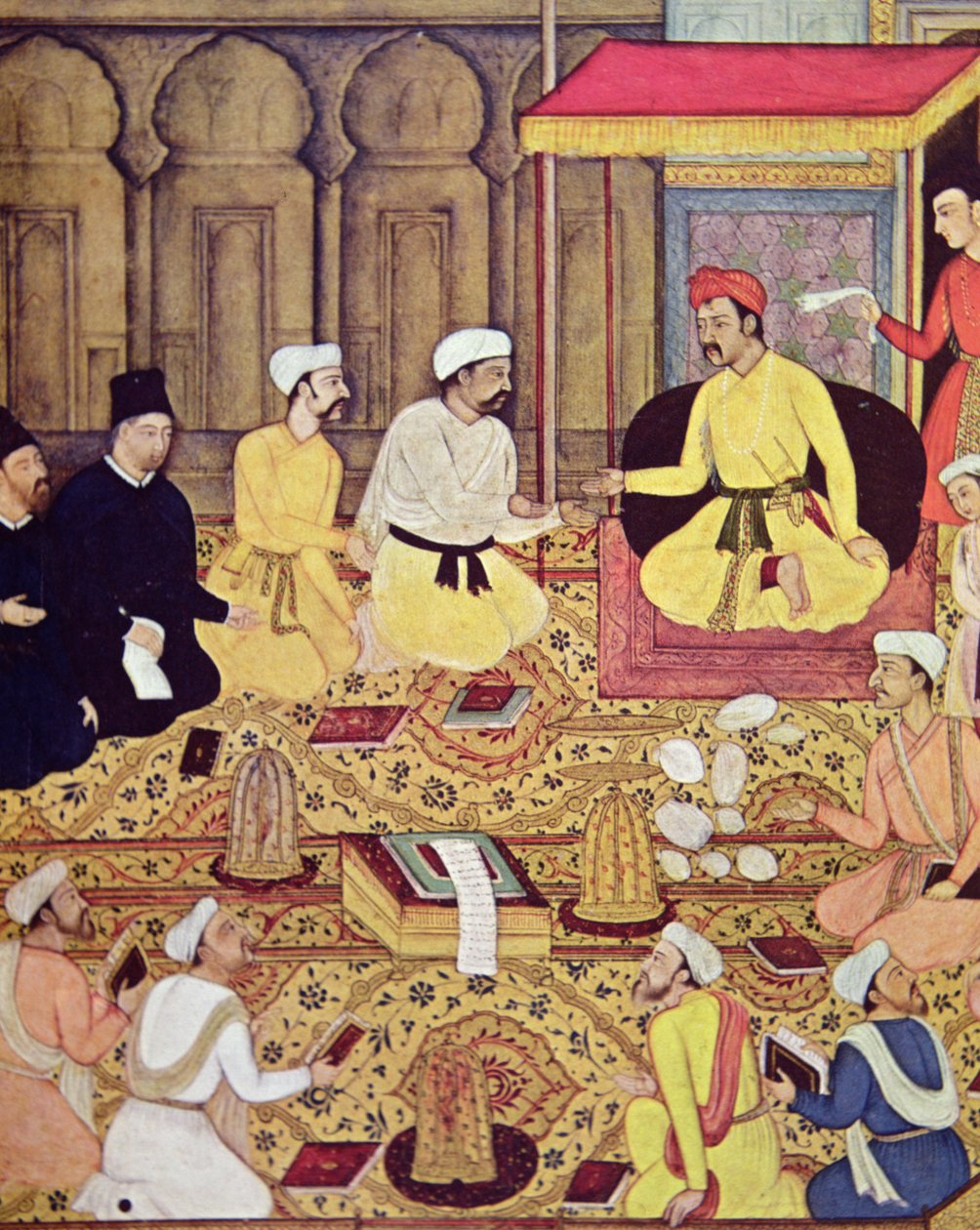 Jesuitter ved hoffet til en indisk prins (gouache på papir) av Indian School