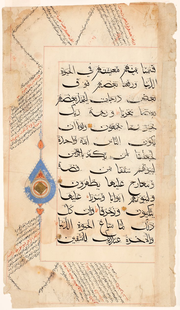Koranside, ca. 1400 (blekk og gull på papir) av Indian School
