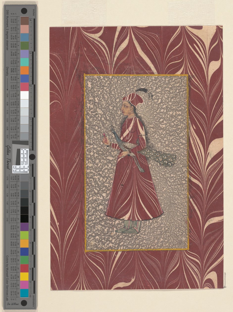 Lady Carrying a Peacock, Bijapur, ca. 1660 av Indian School