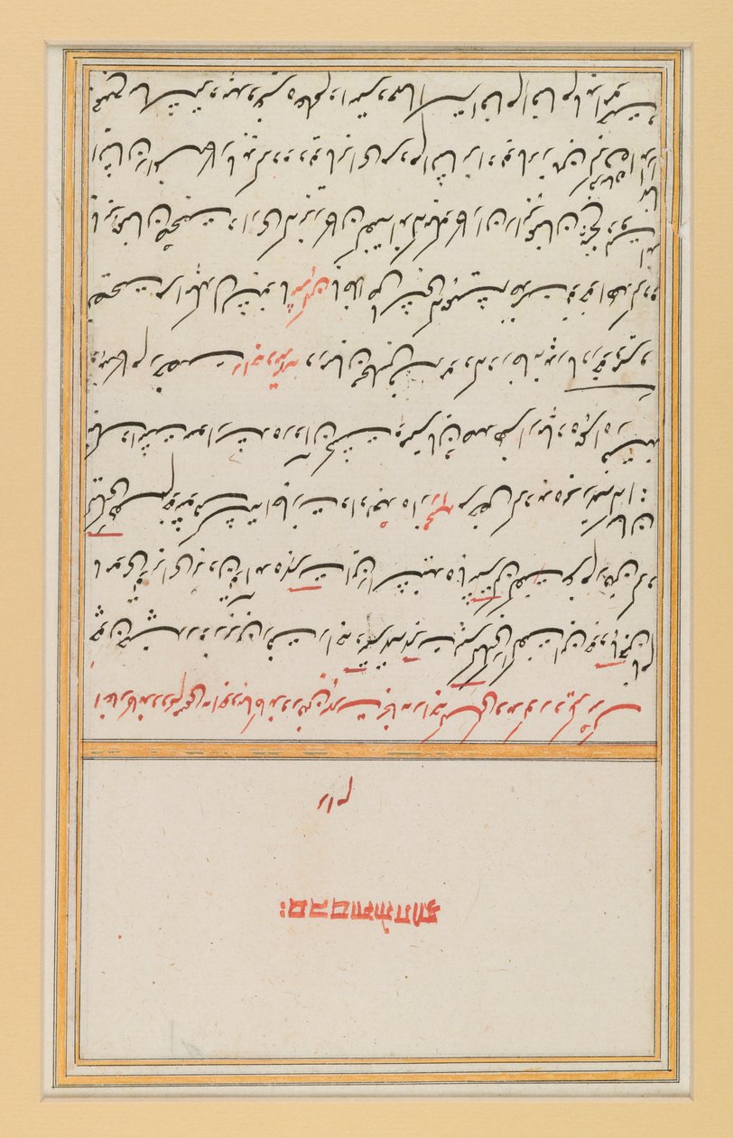 Blad fra et manuskript av Hafizs Divan, 1600- og 1800-tallet (blekk på papir) av Indian School