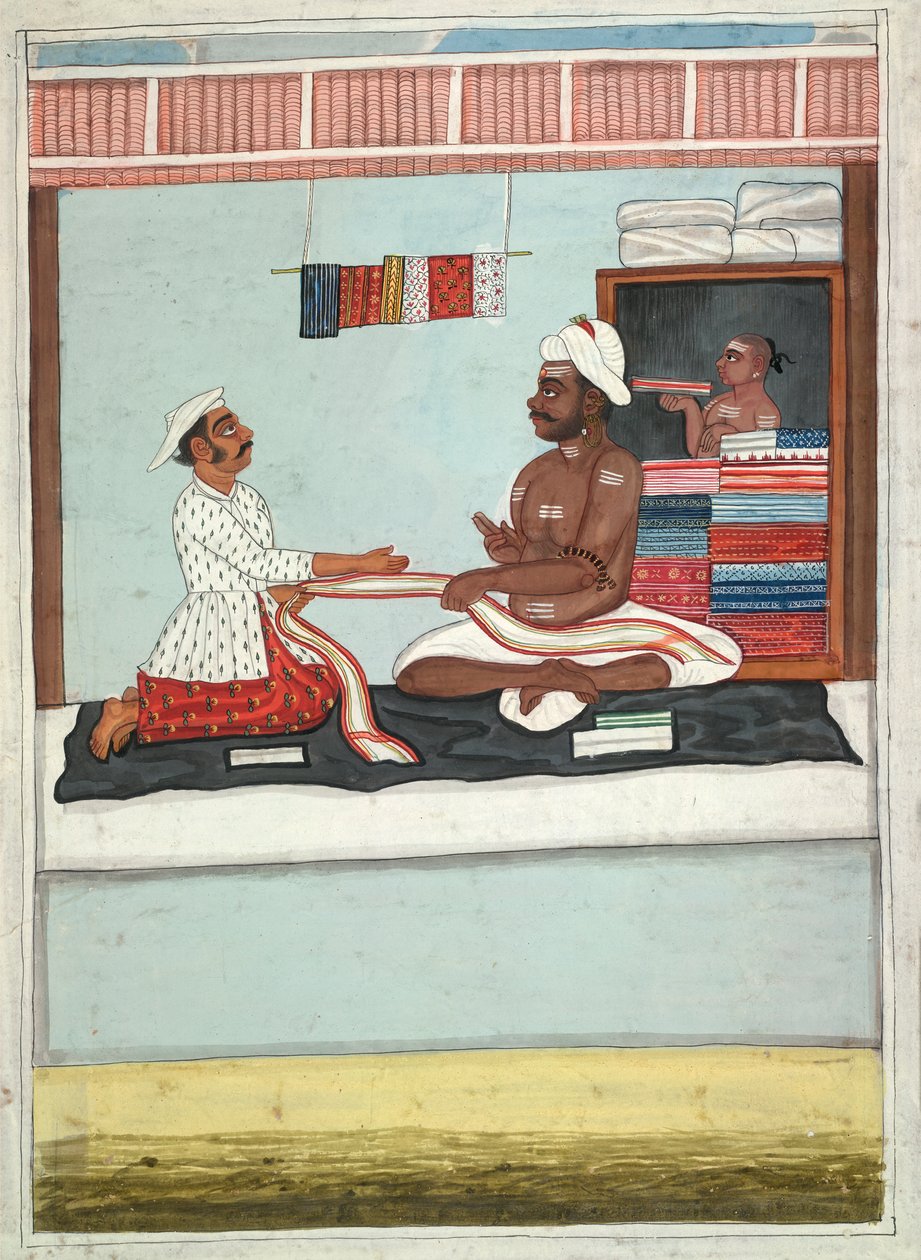 MS Add.Or.2531 Cloth Merchant, ca. 1800 (akvarell på papir) av Indian School