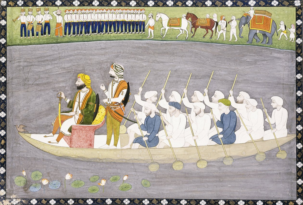 Maharaja Gulab Singh ved Wular-sjøen i Kashmir, ca. 1840 av Indian School