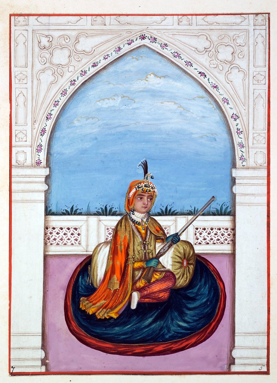 Maharaja Duleep Singh, fra The Kingdom of the Punjab, its Rulers and Chiefs, bind I, et bind med 27 akvarellstudier av en uidentifisert indisk kunstner, ca. 1840 (wc på papir) av Indian School