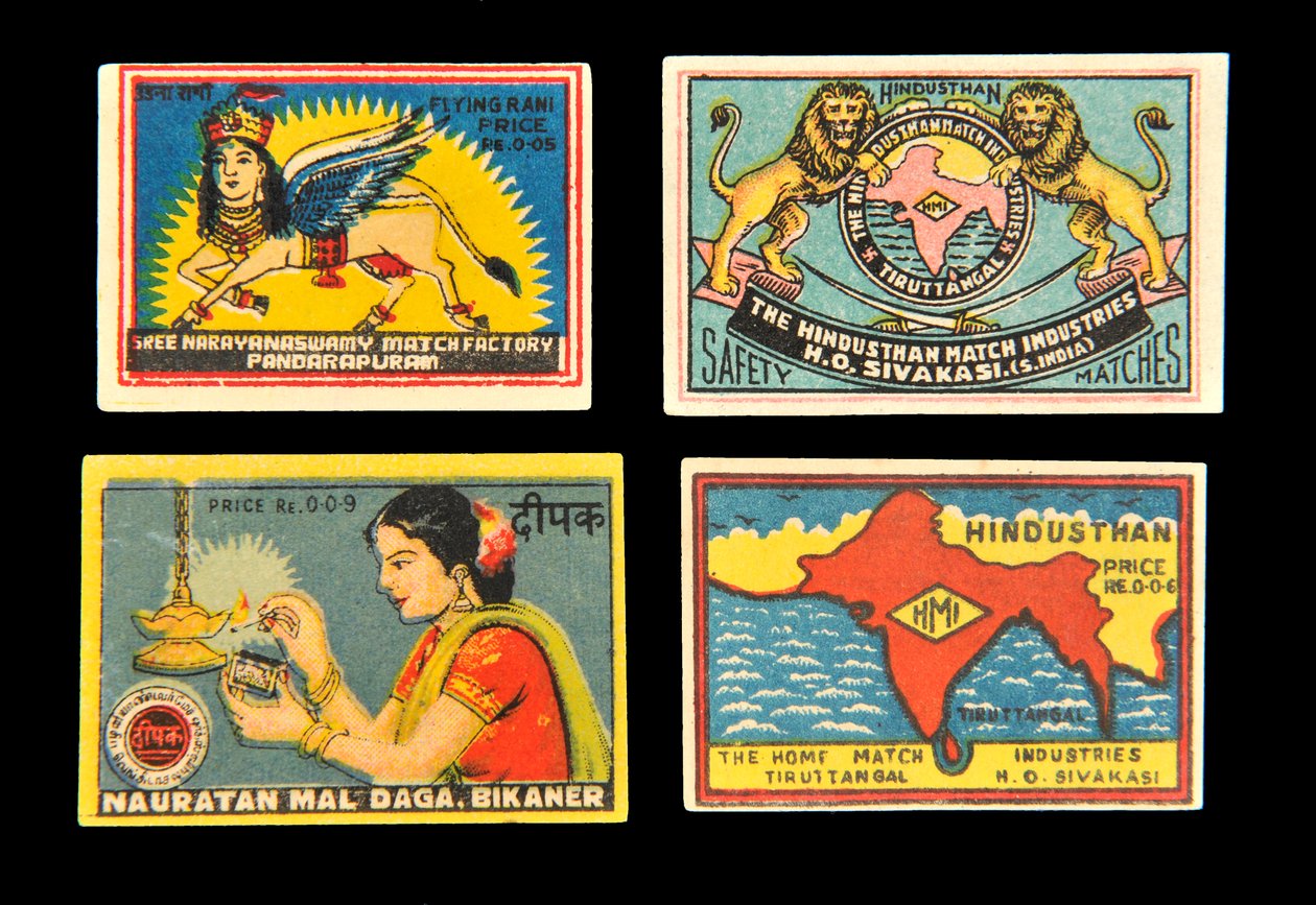 Fyrstikkeske etiketter av Indian School