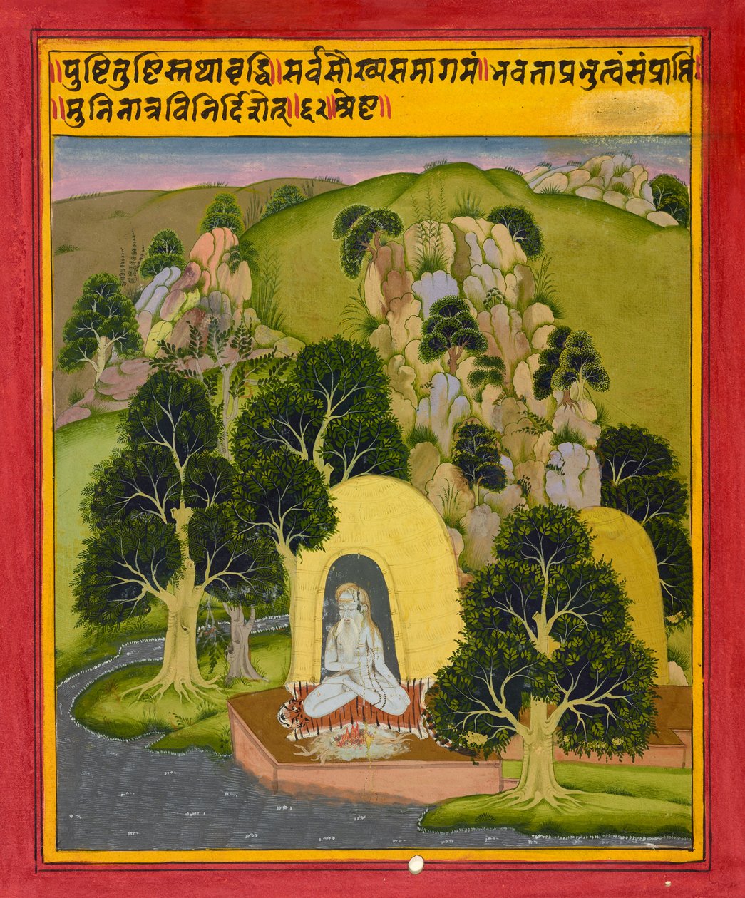 Mediterende asketisk, folio fra a Book of Dreams, ca. 1720 av Indian School