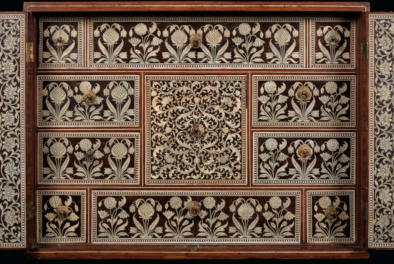 Mughal-skap, Gujarat eller Sindh, Vest-India (elfenbeninnlagt tre) av Indian School