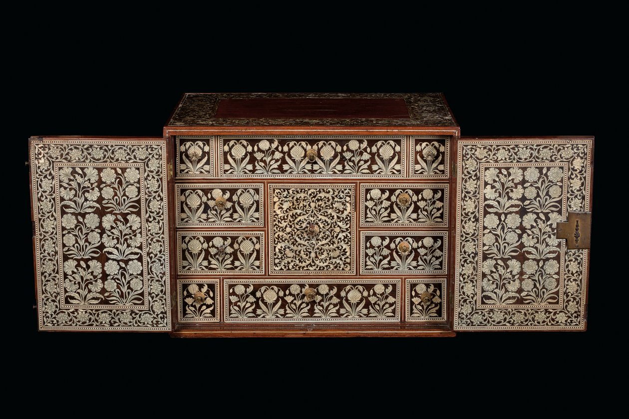 Mughal-skap, Gujarat eller Sindh, Vest-India (elfenbeninnlagt tre) av Indian School