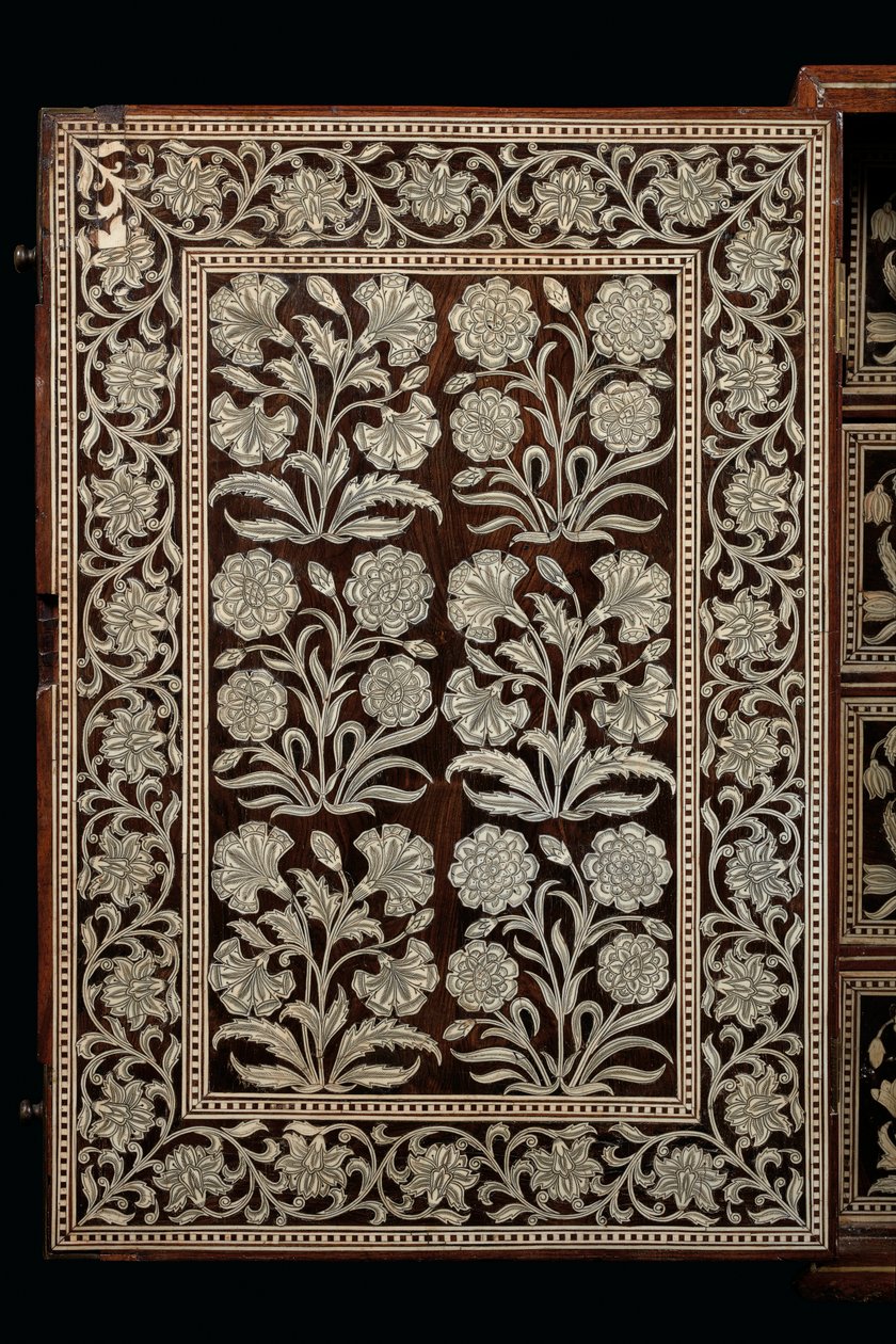 Mughal-skap, Gujarat eller Sindh, Vest-India (elfenbeninnlagt tre) av Indian School