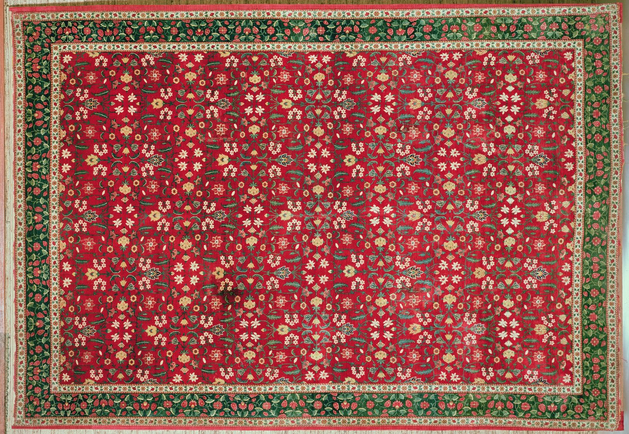 Mughal-teppe med blomst- og gitterdesign, nordindisk (pashmina-ull) av Indian School