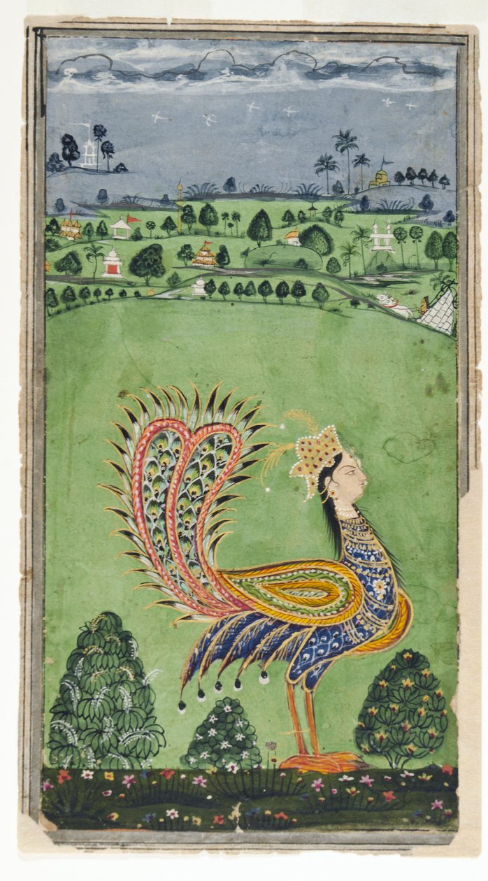 Mytisk påfugl med kvinnehode, Hyderabad, ca. 1750 av Indian School