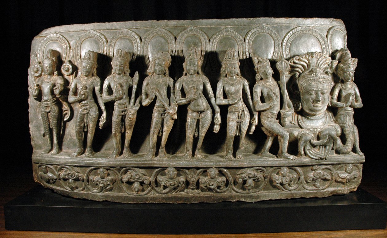 Navagraha, ca. 950-1000 (stein) (detalj av 874861) av Indian School
