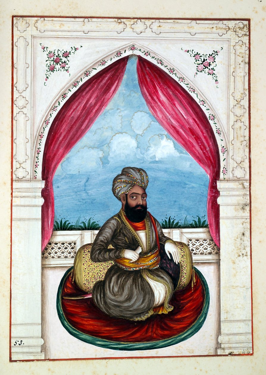 Nawab Mohammad Akhbar Khan, fra The Kingdom of the Punjab, its Rulers and Chiefs, bind II, et bind på 30 akvarellstudier av en uidentifisert indisk kunstner, ca. 1840 (wc på papir) av Indian School