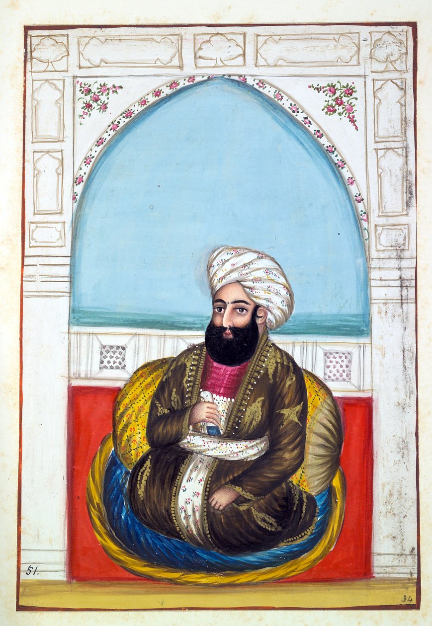 Nawab Synd Mohammad Khan, fra The Kingdom of the Punjab, its Rulers and Chiefs, bind II, et bind på 30 akvarellstudier av en uidentifisert indisk kunstner, ca. 1840 (wc på papir) av Indian School