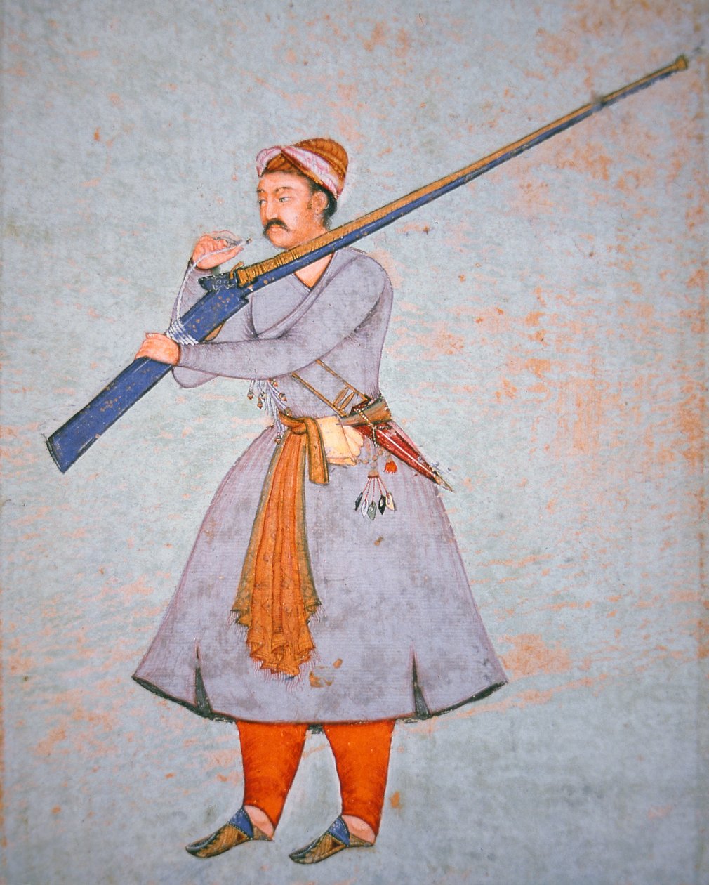 Offiser for Mughal-hæren, ca. 1585 (farge litho) av Indian School