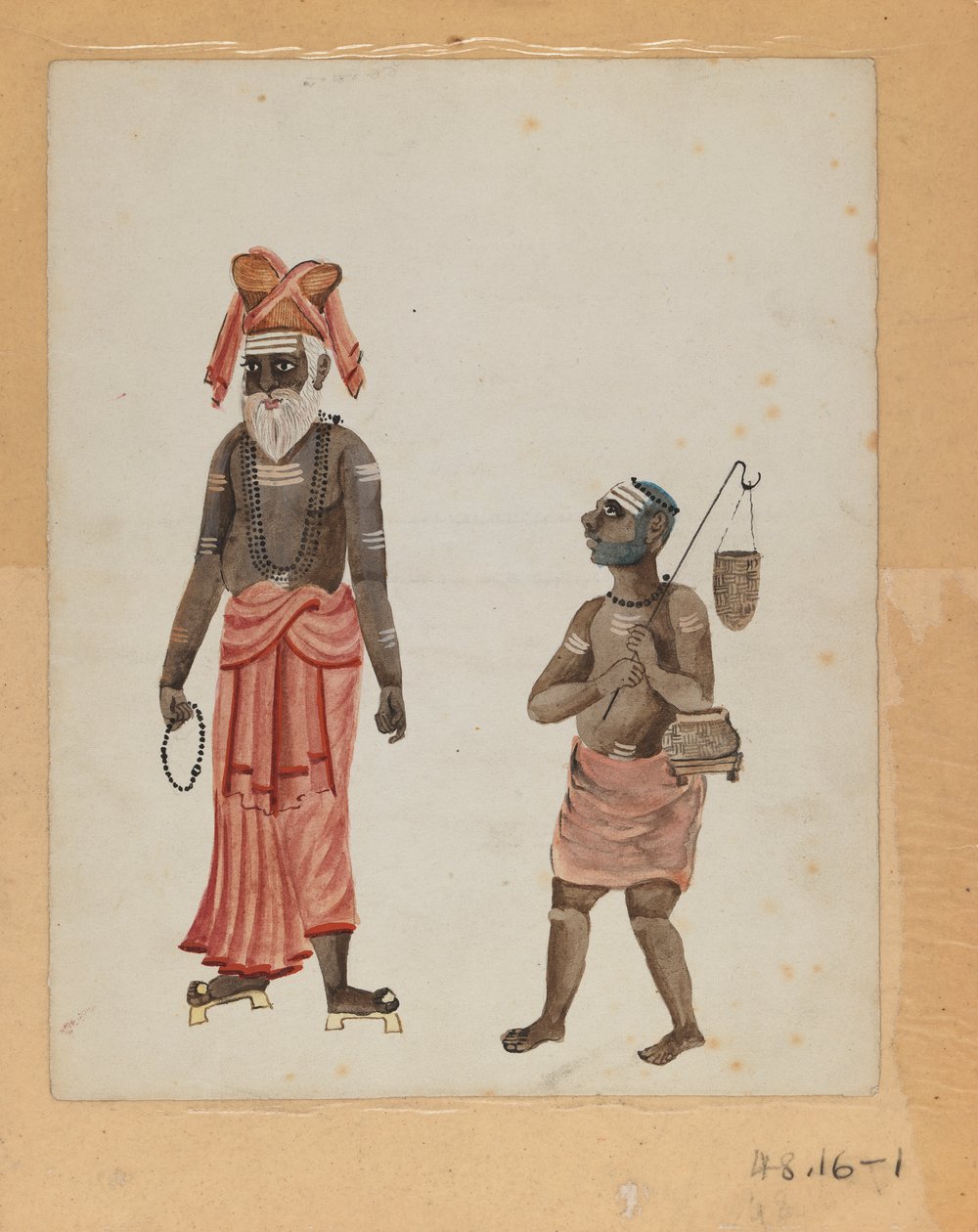 Ett av et sett på ni bilder som viser indianere i forskjellige yrker (wc på papir) av Indian School