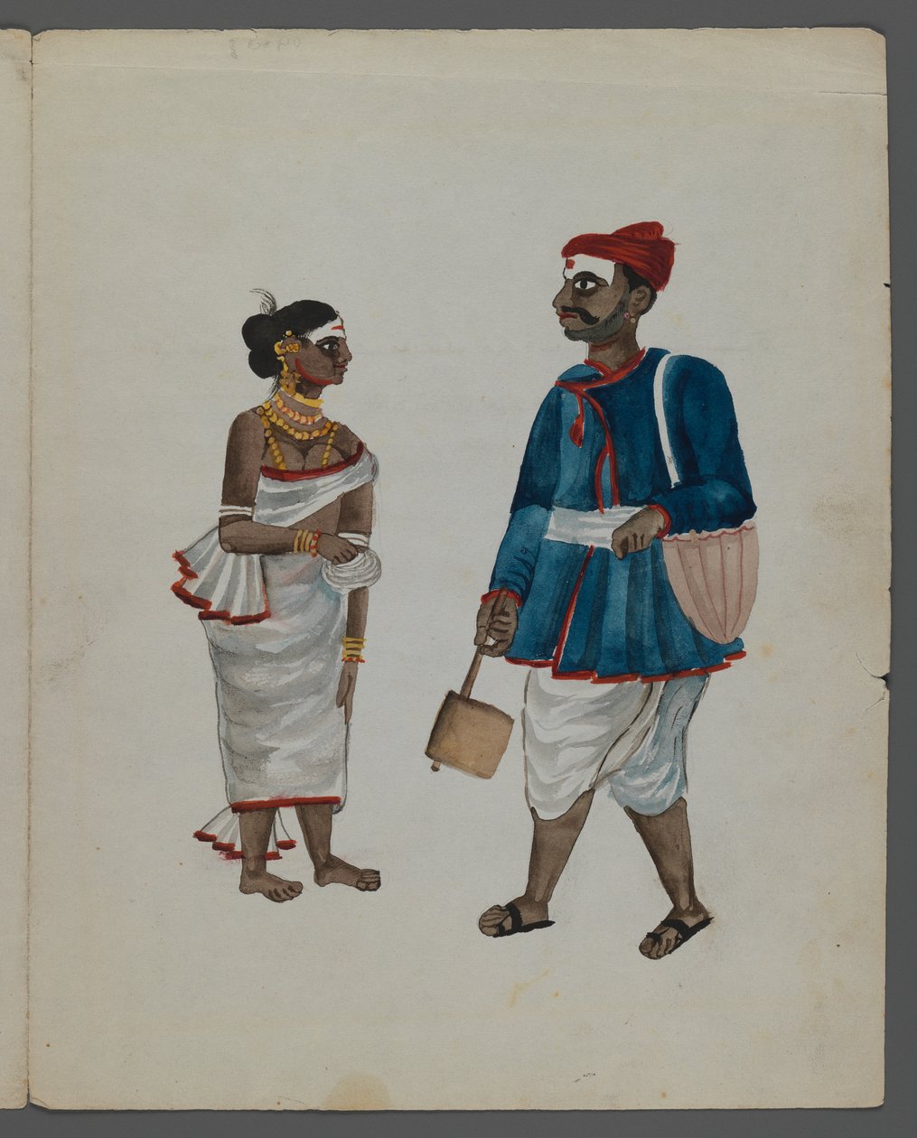 Ett av et sett på ni bilder som viser indianere i forskjellige yrker (wc på papir) av Indian School