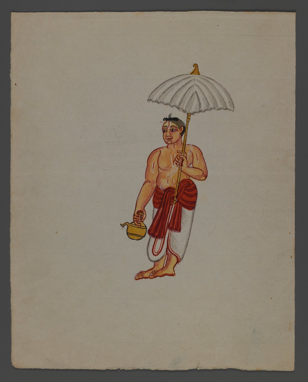 Ett av et sett på ni bilder som viser indianere i forskjellige yrker (wc på papir) av Indian School