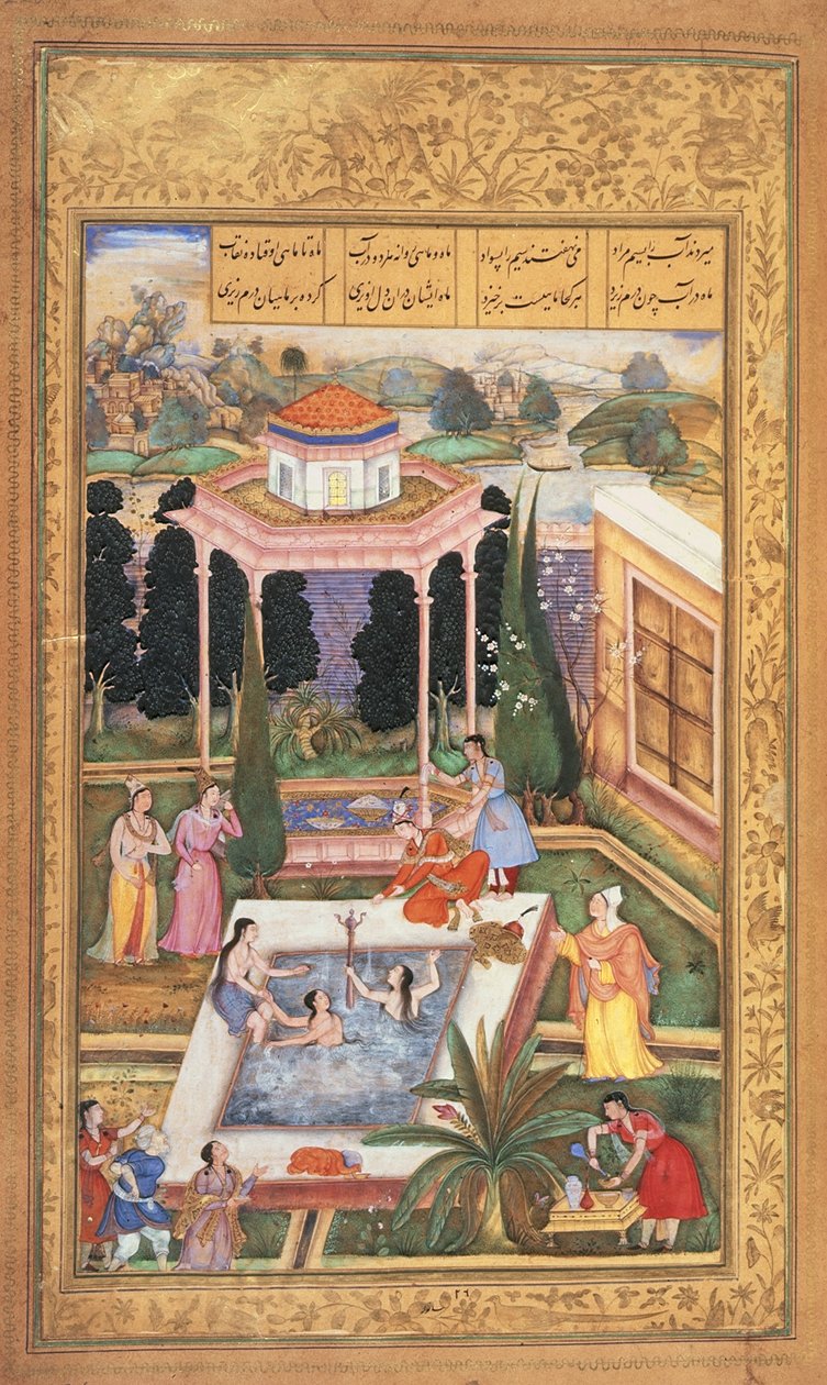 Eller 12208 fol.220 Maidens Bathing, fra Nizami