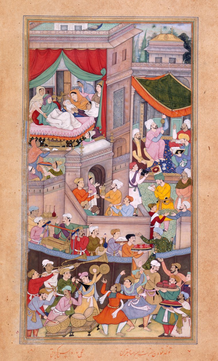 Or. 12988, f.34v Astrologers casting horoscopes during the celebrations for the birth of Timur (1336) by Surdas Gujarati   1353866   no       norwegian Successfully Translated  Original: Yolande dAragon - Stained glass of the Cathedrale St Julien du Mans T av Indian School