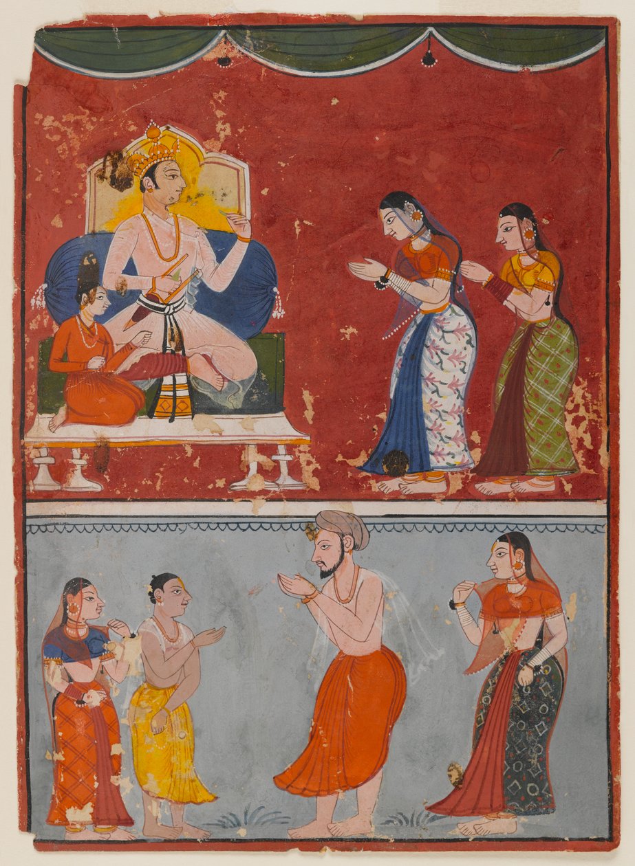 Side fra en uidentifisert serie, ca. 1650 (ugjennomsiktig wc på papir) av Indian School