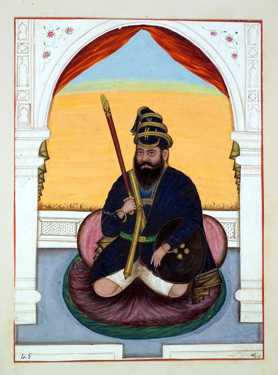 Phola Singh Nihang, fra The Kingdom of the Punjab, its Rulers and Chiefs, bind II, et bind på 30 akvarellstudier av en uidentifisert indisk kunstner, ca. 1840 (wc på papir) av Indian School