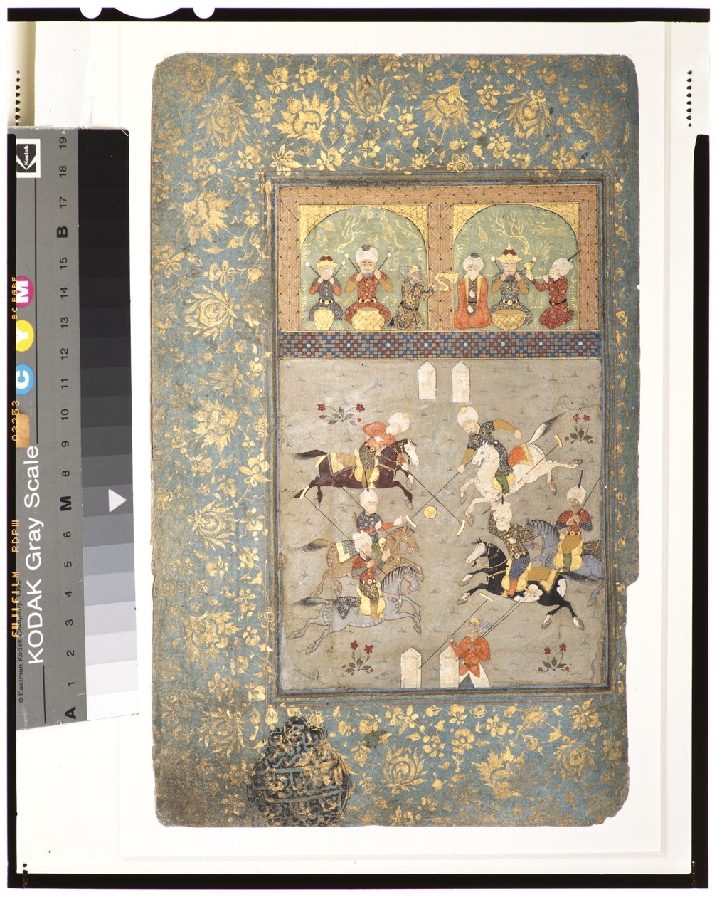 Polospillere, ca. 1530 (ugjennomsiktig akvarell og gull på papir) av Indian School