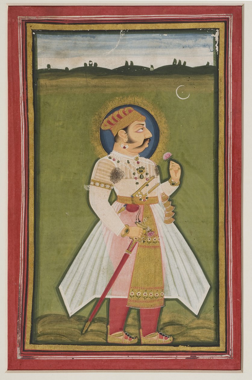 Portrett av Kumbha Rana fra Udaipur, 1820 (gouache på indisk papir) av Indian School