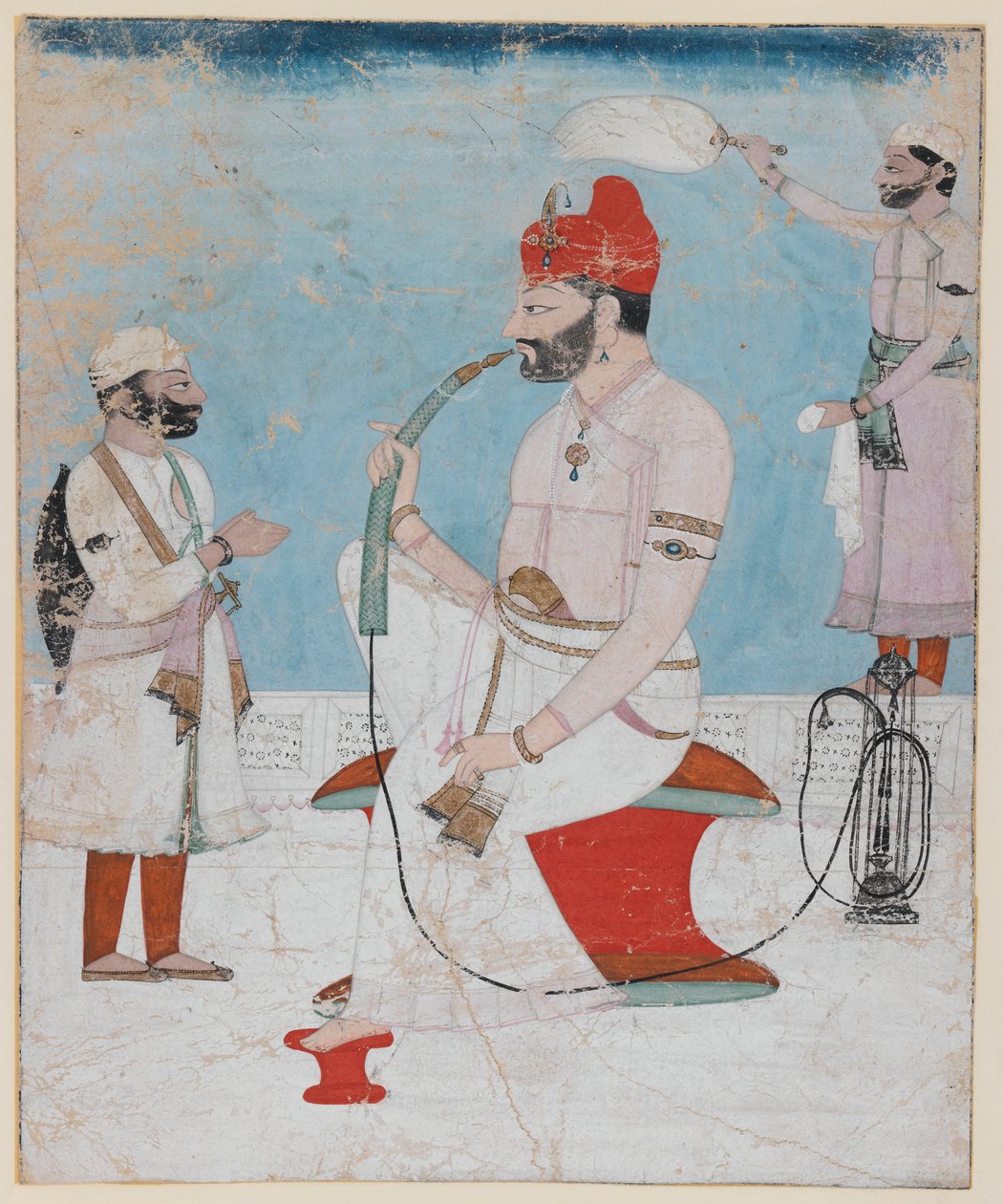 Portrett av Raja Sansar Chand av Kangra, ca. 1800-10 (ugjennomsiktig wc og gull på papir) av Indian School