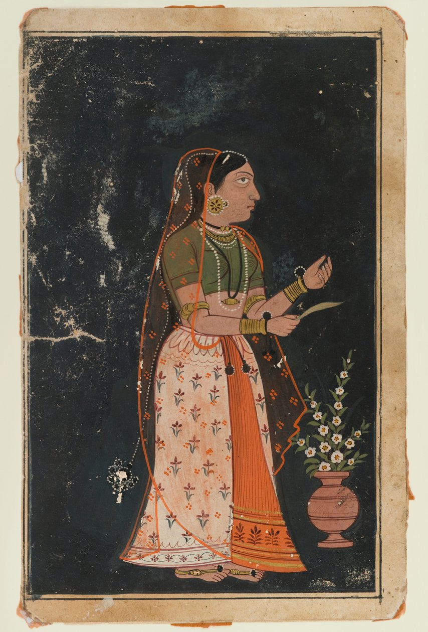 Portrait of a Woman, ca. 1620 (ugjennomsiktig wc på papir) av Indian School