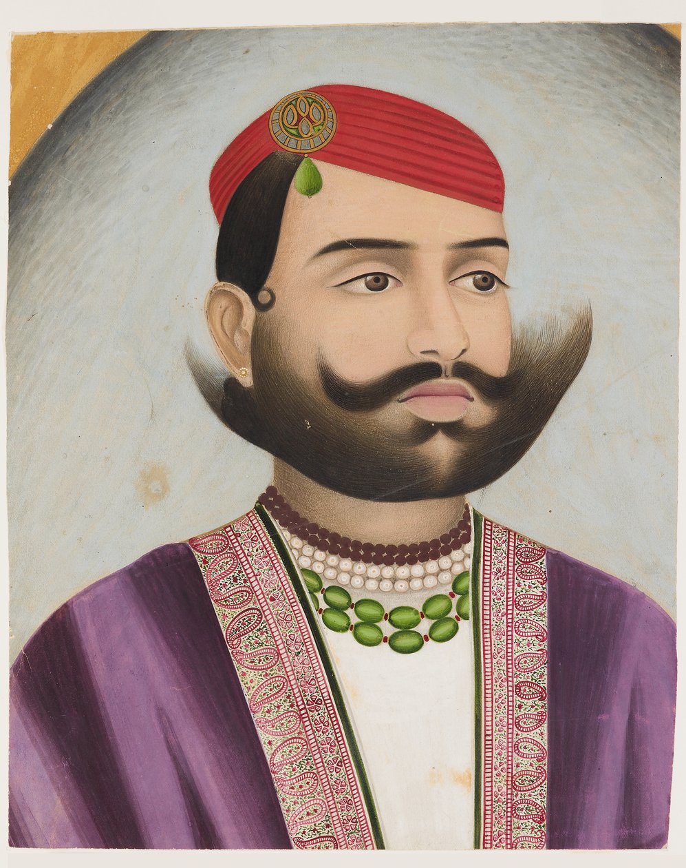 Portrett av en mann, muligens tidlig på 1900-tallet (gouache på papp) av Indian School