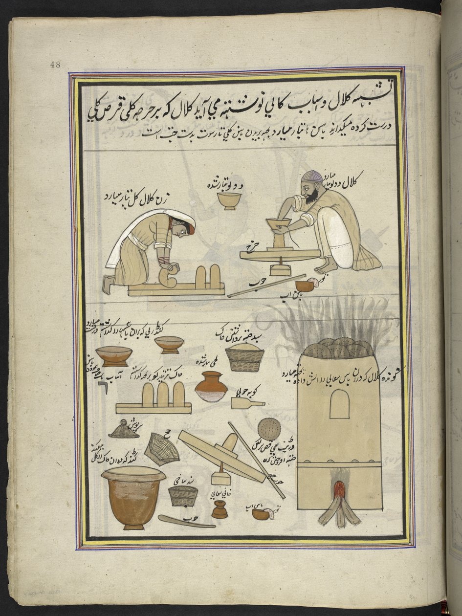 Pottemakere, 86 tegninger bundet inn i et bind som skildrer handel og yrker i Kashmir, håndverkere vises i arbeid med redskaper og utstyr, Av en Kashmir-kunstner, sannsynligvis i Srinagar, ca. 1850-60 (gouache på papir) av Indian School