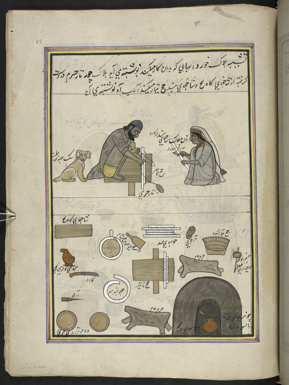 Punkah-makere,  86 tegninger bundet inn i et bind som viser handel og yrker i Kashmir, håndverkere vises i arbeid med redskaper og utstyr,  Av en Kashmir-kunstner, sannsynligvis i Srinagar, ca. 1850-60 (gouache på papir) av Indian School