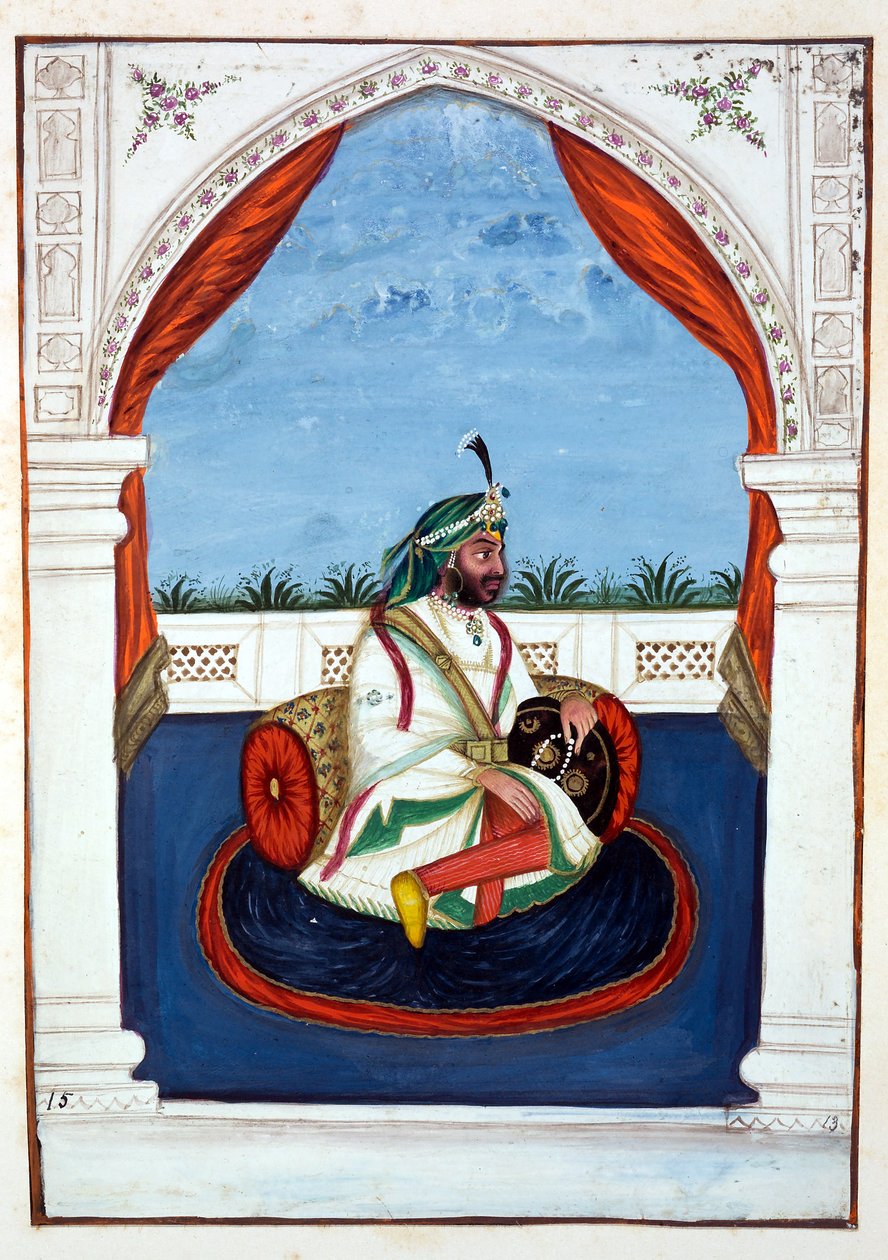 Rajah Lal Singh, fra The Kingdom of the Punjab, its Rulers and Chiefs, bind I, et bind med 27 akvarellstudier av en uidentifisert indisk kunstner, ca. 1840 (wc på papir) av Indian School