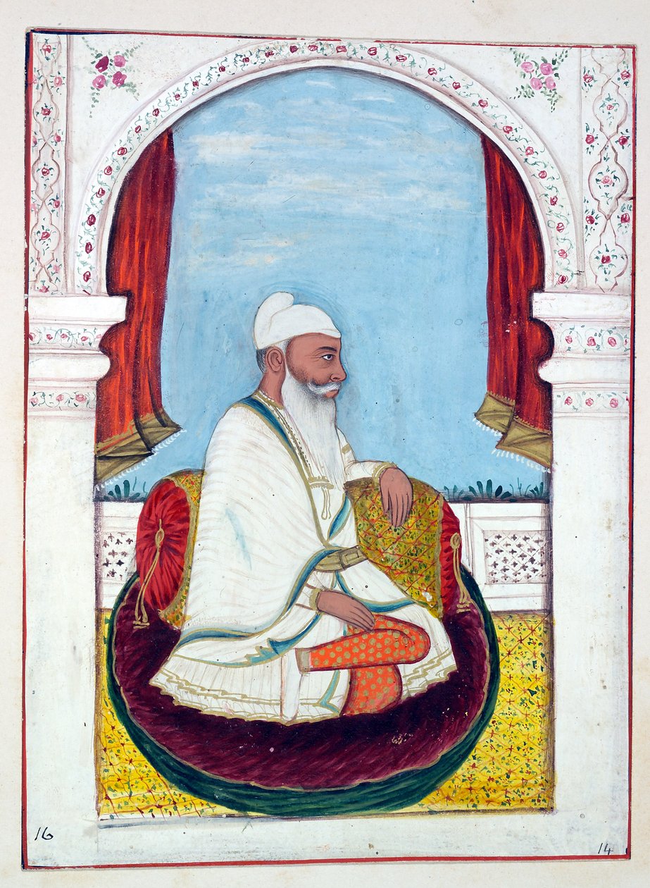 Rajah Lal Singh, fra The Kingdom of the Punjab, its Rulers and Chiefs, bind I, et bind med 27 akvarellstudier av en uidentifisert indisk kunstner, ca. 1840 (wc på papir) av Indian School
