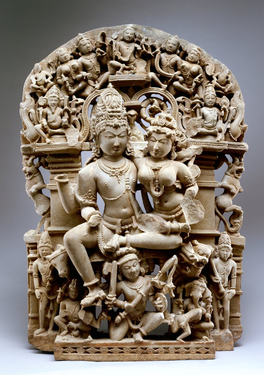 Ravana And Shiva, Hinglajgarh Culture, 1100 AD (sandstein) av Indian School