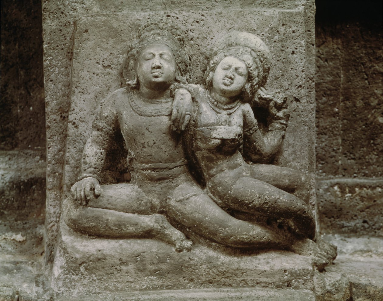 Relieff av et Mithuna-par, fra Cave 4 av Indian School
