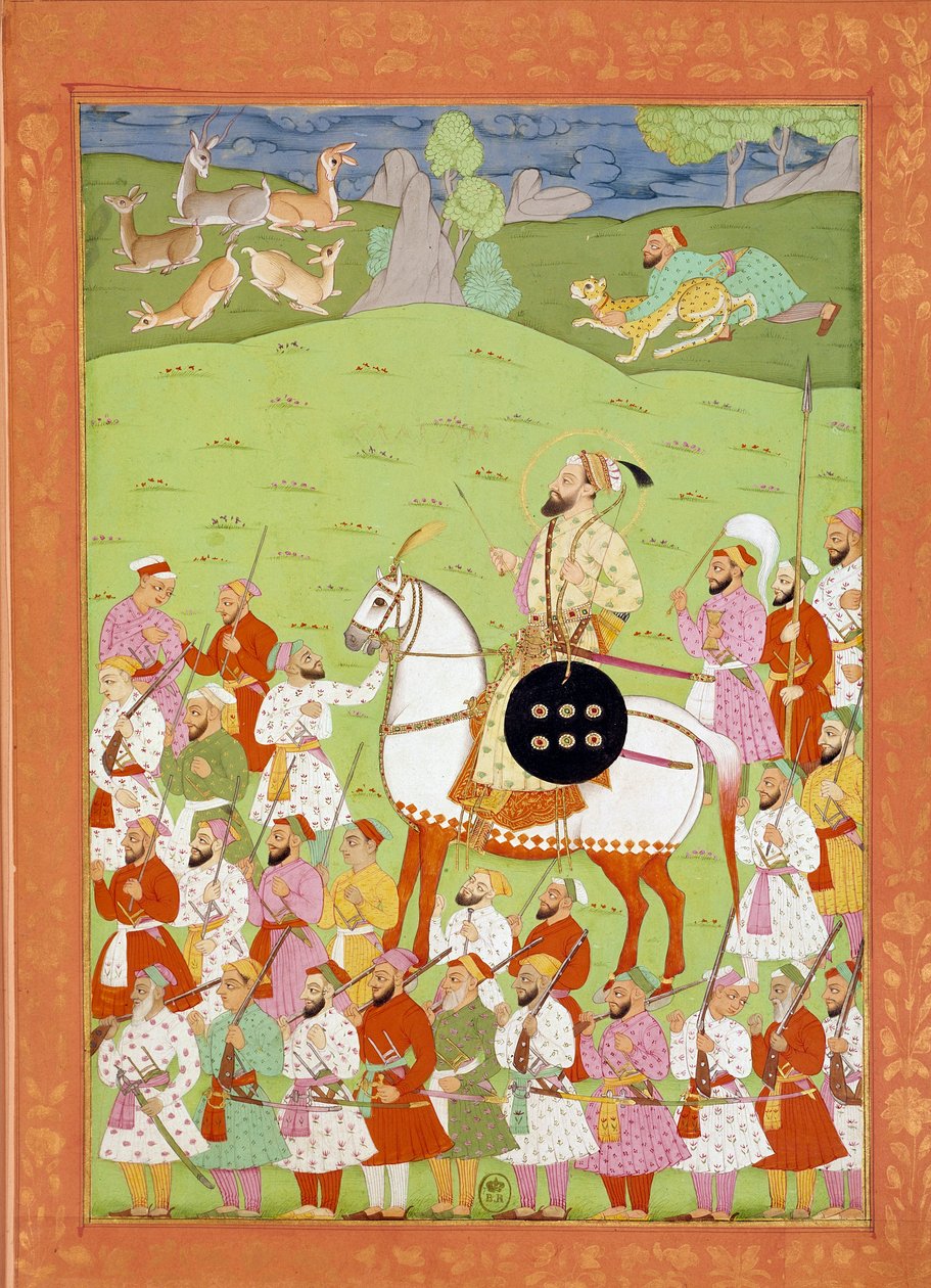 Representasjon av Shah Alem andre sønn av Aurengzib på hesteryggen Miniatyrer indisk og persisk i "History of India fra Tamertante til Orangreyb"" av Niccolo Manucci (1638-1717). B.N., Paris. av Indian School