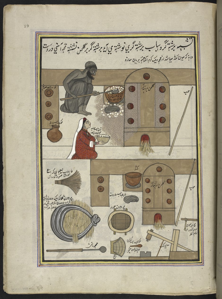 Risparker og kone,  86 tegninger bundet inn i et bind som viser håndverk og yrker i Kashmir, håndverkere vises i arbeid med redskaper og utstyr,  Av en Kashmir-kunstner, sannsynligvis i Srinagar, ca. 1850-60 (gouache på papir) av Indian School