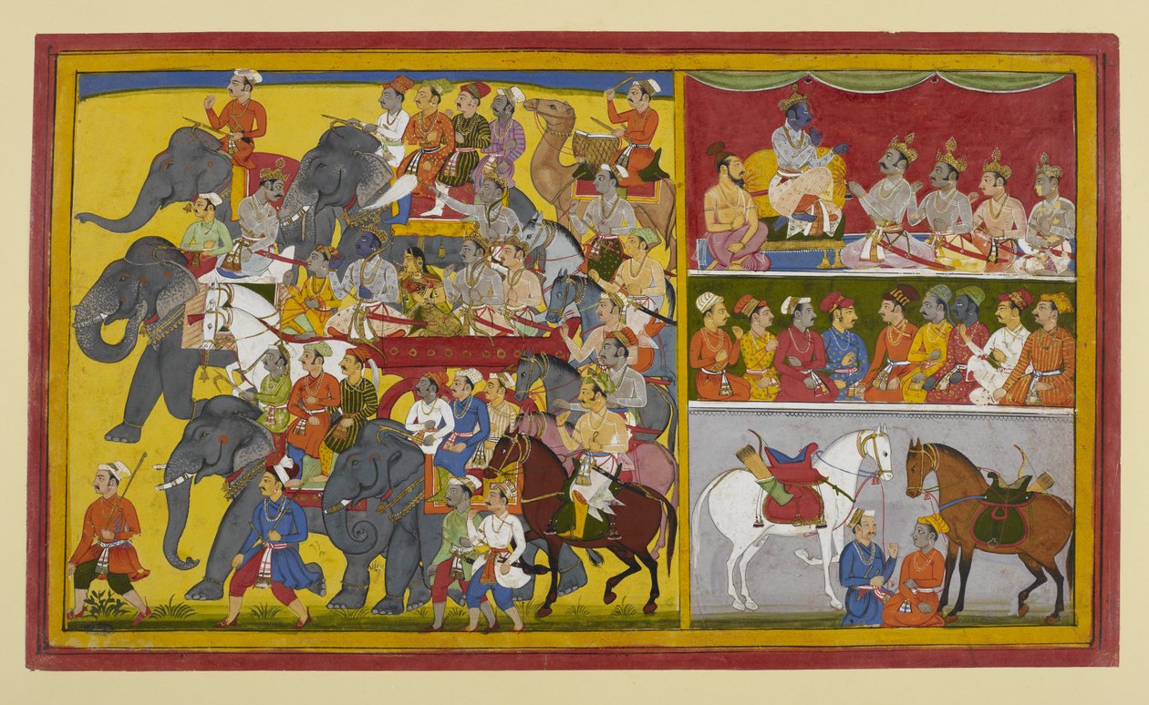 Rāma og brødrene reiser til Ayodhyā og rådfører seg med Vibhīṣaṇa og en vismann av Indian School