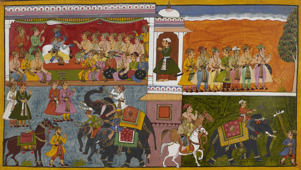 Rāma sender hoffmenn for å undersøke rykter om Sītā, og de drar av gårde til hest og med elefanter av Indian School